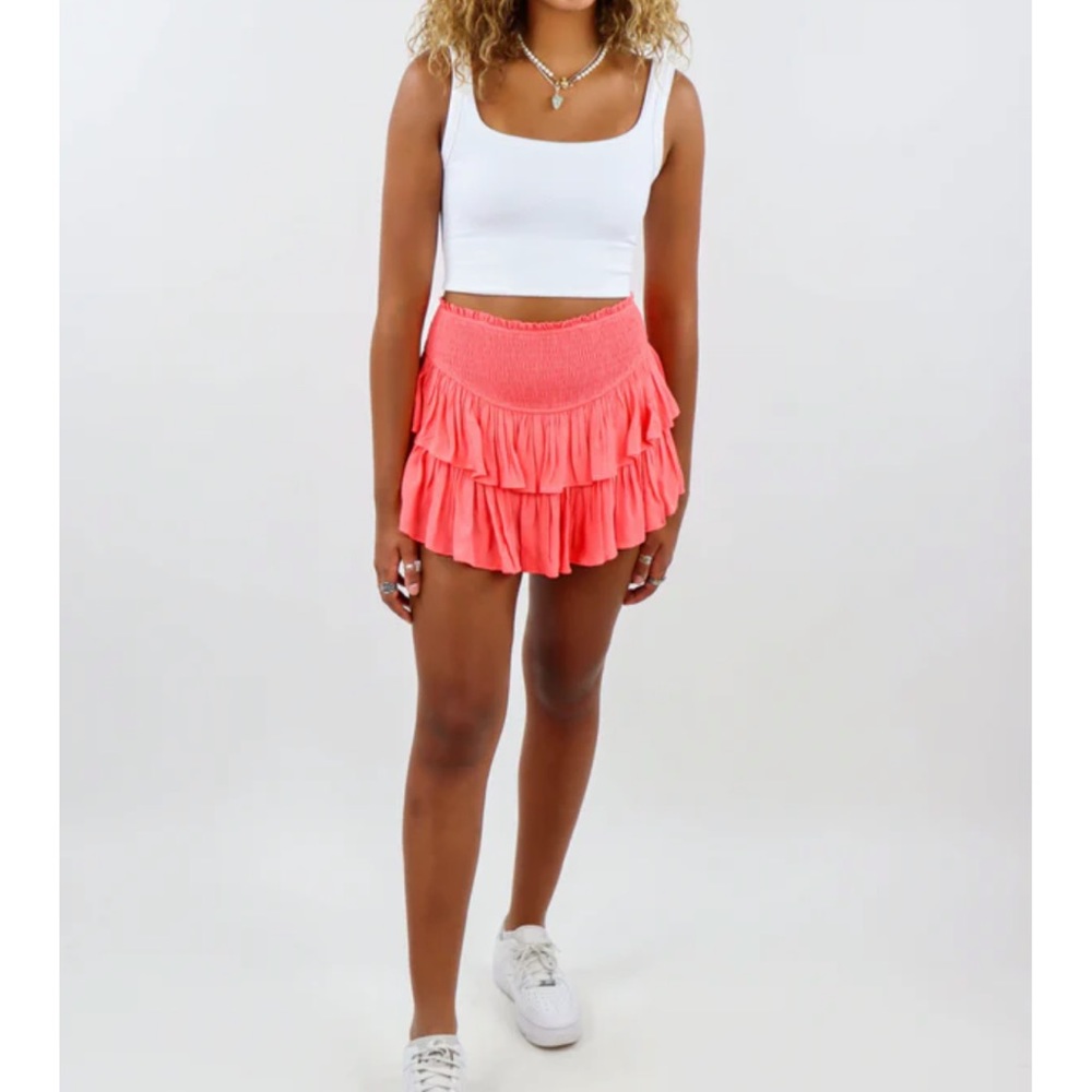 Rock N Rags Sunshine Daydream Skirt in Coral | Tiered Preppy Skirt | NWOT Sz: S - Picture 6 of 16